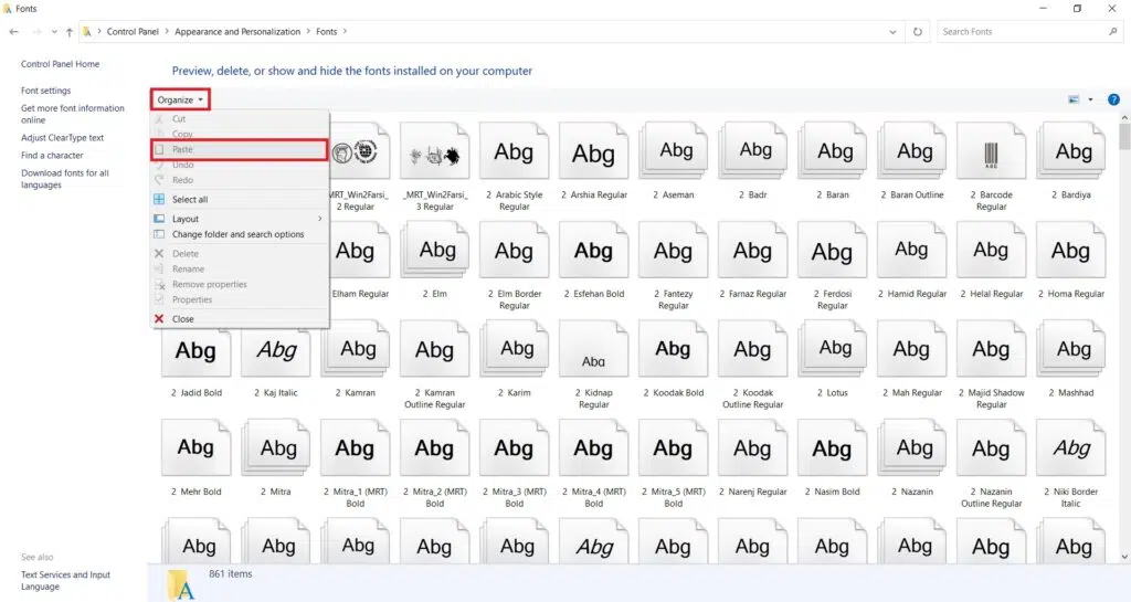 اضافه کردن فونت به فتوشاپ