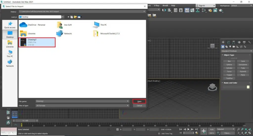 وارد کردن فایل اتوکد به تری دی مکس