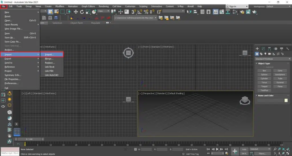 وارد کردن فایل اتوکد به تری دی مکس