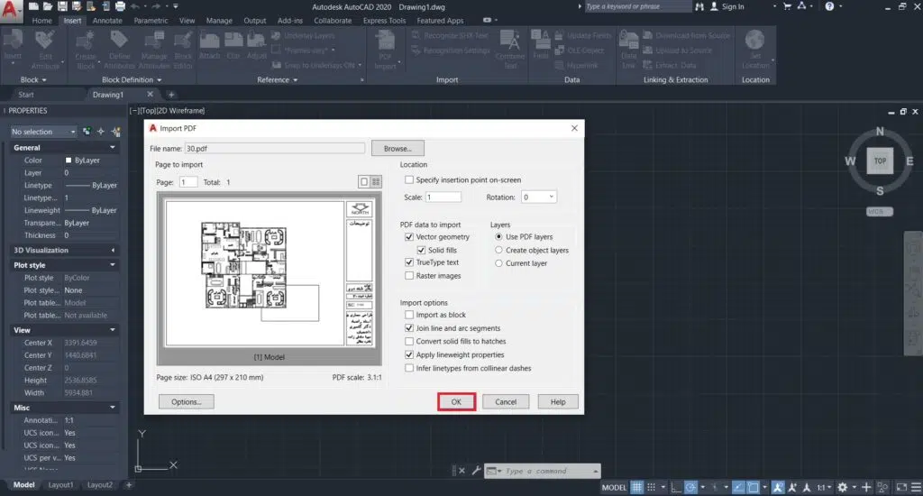 تبدیل فایل pdf به اتوکد