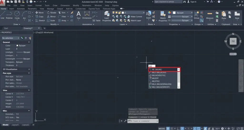 ترسیم دیوار در اتوکد