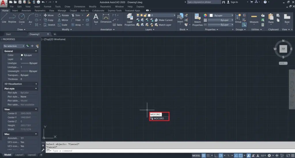 دستور MOCORO در اتوکد