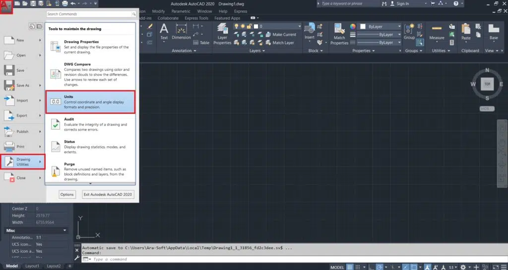 تنظیم واحد اندازه گذاری در اتوکد