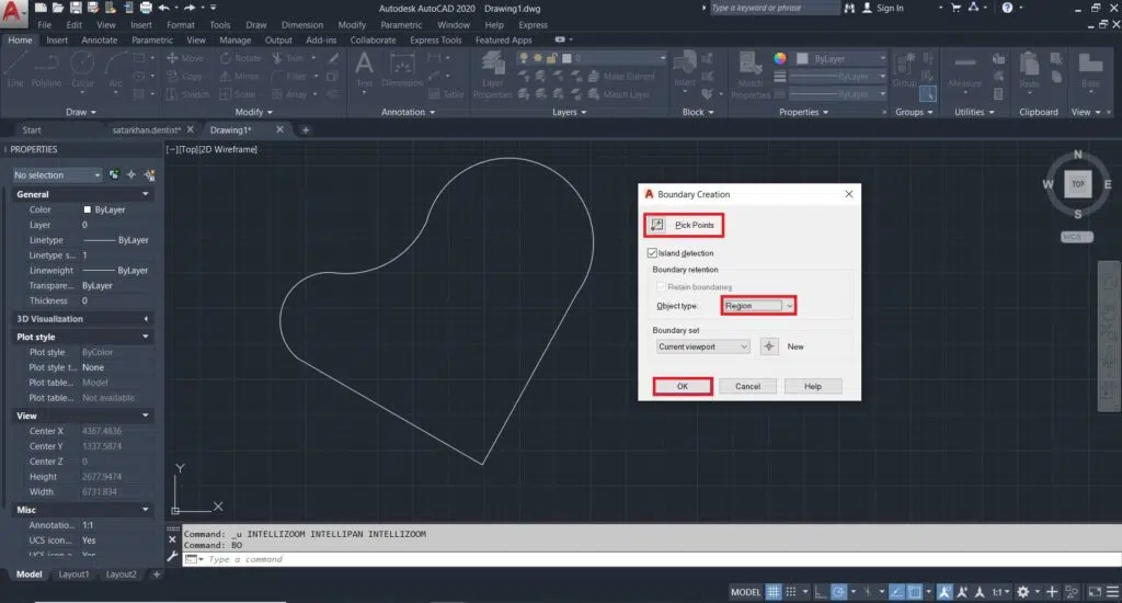 مساحت اشکال منحنی در اتوکد
