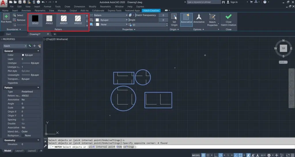 هاشور زدن در اتوکد (دستور Hatch)