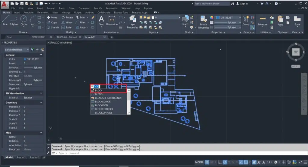 ترسیم سریع برش در اتوکد