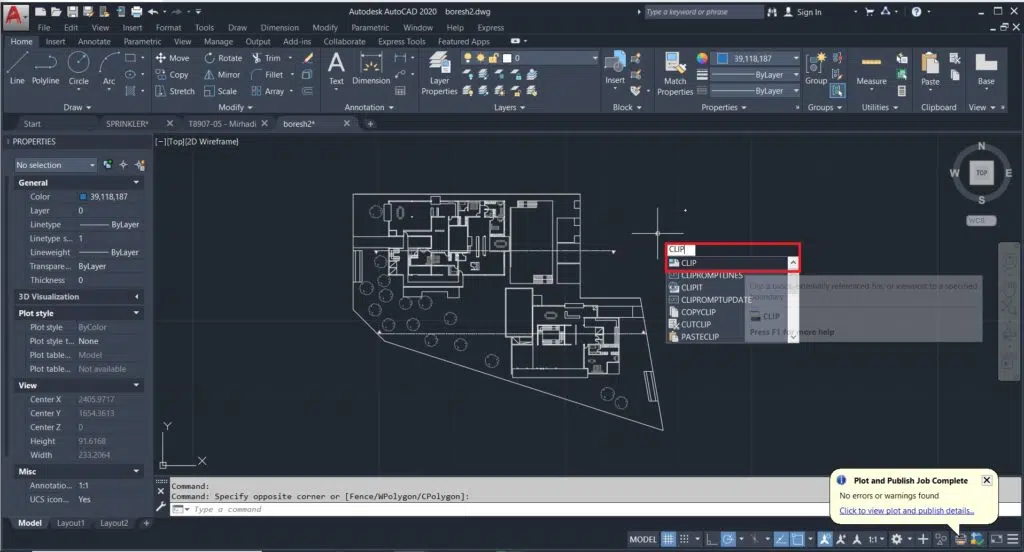 ترسیم سریع برش در اتوکد