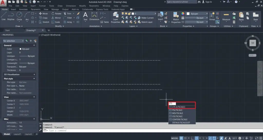 تغییر مقیاس خط چین در اتوکد