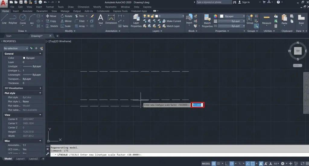 تغییر مقیاس خط چین در اتوکد