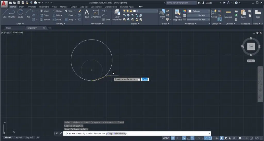 تغییر مقیاس نقشه در اتوکد با دستور scale