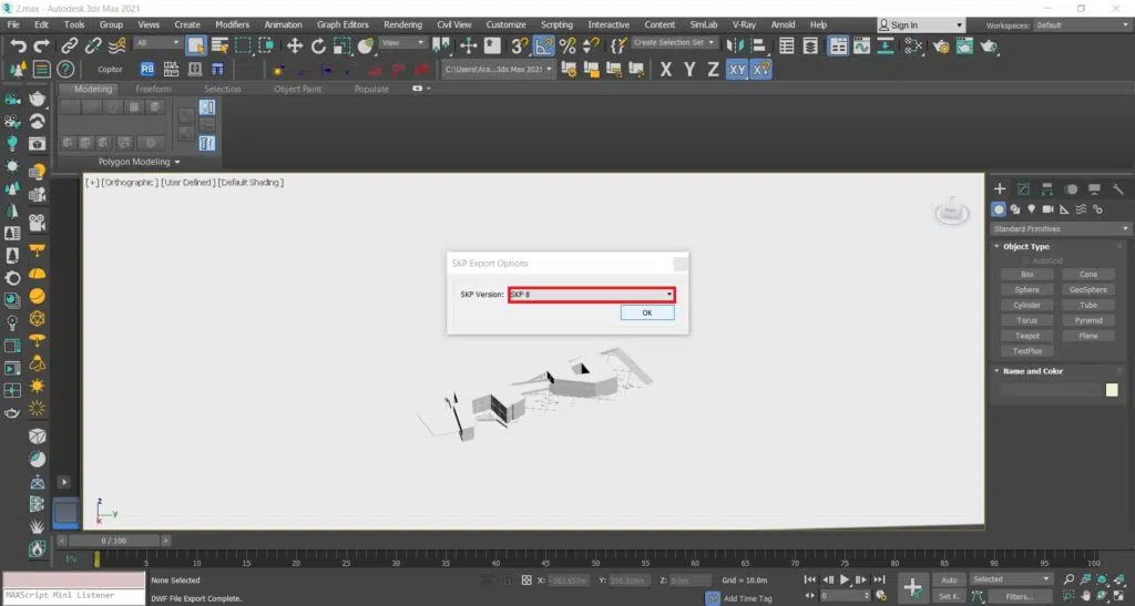 تبدیل فایل تری دی مکس به اسکچاپ