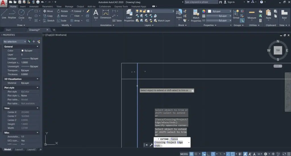 دستور Trim و Extend در اتوکد