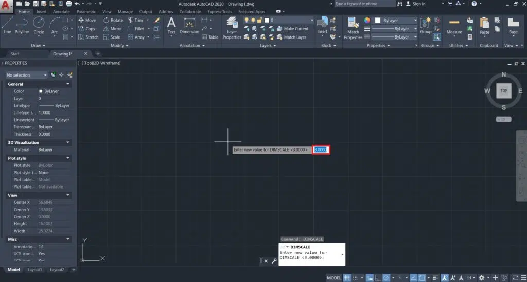 تغییر اسکیل Dimension در اتوکد (دستور Dimscale)
