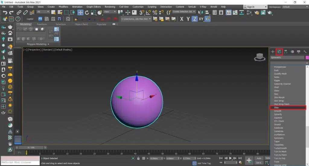 آموزش مدیفایر Slice در تری دی مکس