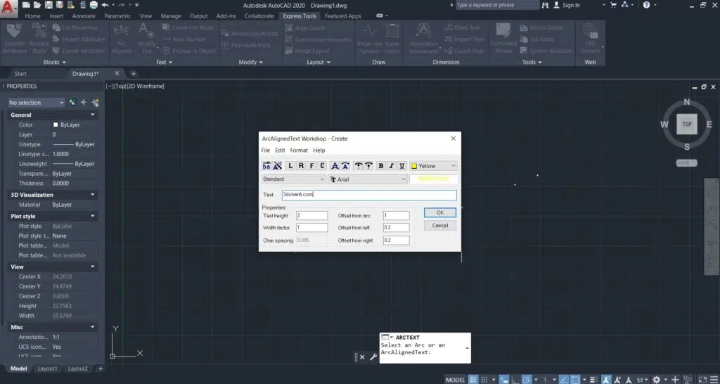 دستور Arch Aligned Text در اتوکد