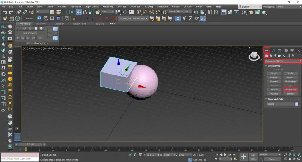 دستور Pro Boolean در تری دی مکس