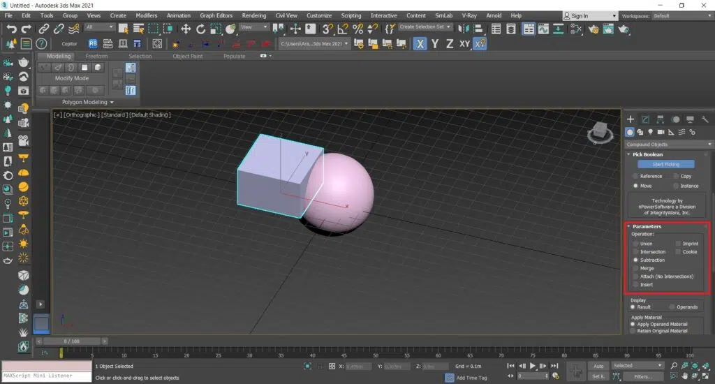 دستور Pro Boolean در تری دی مکس